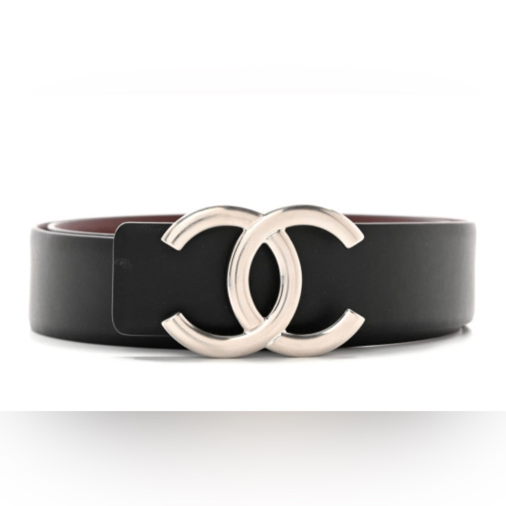 Calfskin CC Reversible Belt 85 Black Burgandy